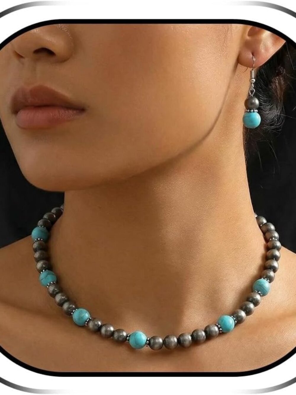 Navajo Pearl Necklace Earrings Set Western Turquoise Jewelry for Women Navajo Pe